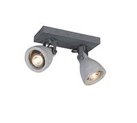 Qazqa - Indoor Industrial Spotlight Ceiling Gray Concrete 2-Way Light - Creto - Modern - Suitable for LED GU10 | 2 Way Light - Stone|Concrete Spotway Light - Suitable for Living Room | Kitchen |