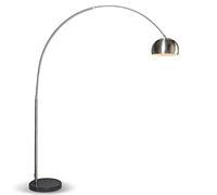 Qazqa - Indoor Modern Arc Floor Lamp | Arc Floor Light Steel | Nickel Matt | Satin Adjustable - Grande - Modern - Suitable for LED E27 | 1 Light - Stainless Steel Arc lamp - Suitable for Living Room