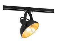Qazqa - Industrial 1-Phase Track Spotlight Ceiling Black with Gold Interior - Iconic Magnax- - Industrial - Suitable for LED E14 | 1 Way Light - Steel Surface-Mounted spotway Light - Suitable for