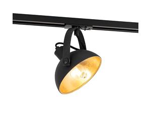 Qazqa - Industrial 1-Phase Track Spotlight Ceiling Black with Gold Interior - Iconic Magnax- - Industrial - Suitable for LED E14 | 1 Way Light - Steel Surface-Mounted spotway Light - Suitable for