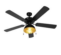 Qazqa - Industrial Ceiling Fan with Light Black - Magna- - Industrial - Suitable for LED E27 | 1 Light - Steel Fan Light - Suitable for Bedroom I