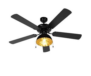Qazqa - Industrial Ceiling Fan with Light Black - Magna- - Industrial - Suitable for LED E27 | 1 Light - Steel Fan Light - Suitable for Bedroom I