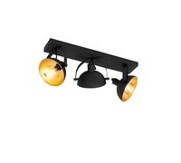 QAZQA - Industrial Ceiling Lamp I Ceiling Flush Light Black with Gold 3-Light Adjustable - Magnax- - Industrial - Suitable for LED E14 | 3 Way Light - Steel Surface-Mounted spotway Light - Suitable
