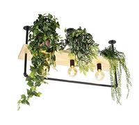 Qazqa Industrial Ceiling Light, Ceiling lamp - Shelf - Black, Rectangle, Wood, e27, 3-Way, 100cm, Ideal for Hall Way, Bedroom and Living Room