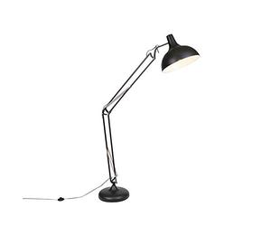 Qazqa - Industrial Floor lamp Black Adjustable - Hobby- - Retro - Suitable for LED E27 | 1 Light - Steel Floor lamp - Suitable for Living Room I Bedroom I