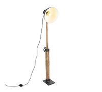Qazqa - Industrial Floor lamp Black with Mango Wood - Mangoes- - Industrial - Suitable for LED E27 | 1 Light - Wood Floor lamp - Suitable for Living Room I Bedroom I