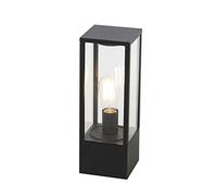Qazqa - Industrial Outdoor Pole I Bollard I Post lamp Black 40 cm IP44 - Charlois Garden- - Design - Suitable for LED E27 | 1 Light - Aluminium Bollard Light - Suitable for