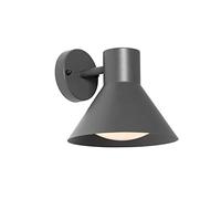 Qazqa - Industrial Outdoor Wall Light Dark Grey Cone IP44 - Natas Garden- - Industrial - Suitable for LED E27 | 1 Light - Steel Outdoor Wall Light - Suitable for