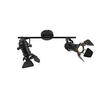 Qazqa - Industrial Spotlight Ceiling Black 2-Light with Flaps - Movie- - Industrial - Suitable for LED GU10 | 2 Way Light - Stainless Steel Surface-Mounted spotway Light - Suitable for Living Room I