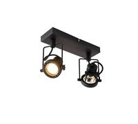 Qazqa - Industrial Spotlight Ceiling Black 2-Way Light - Suplux- - Industrial - Suitable for LED GU10 | 2 Way Light - Steel Surface-Mounted spotway Light - Suitable for Living Room I Kitchen I Bedro