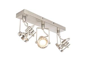 Qazqa - Industrial Spotlight Ceiling Steel I Nickel Matt I Satin 3 Light Rotating and Tilting - Suplux- - Industrial - Suitable for LED GU10 | 3 Way Light - Steel Surface-Mounted spotway Light - Sui