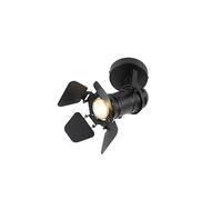 Qazqa - Industrial Studio Spotlight Ceiling Black GU10 with Flaps - Movie- - Industrial - Suitable for LED GU10 | 1 Way Light - Steel Surface-Mounted spotway Light - Suitable for Kitchen I