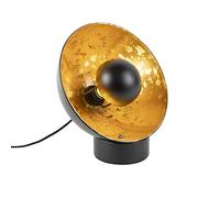 Qazqa - Industrial Table Lamp I Table Light Black with Gold Interior - Magna Eglip- - Industrial - Suitable for LED E27 | 1 Light - Steel Table lamp - Suitable for Living Room I Bedroom I