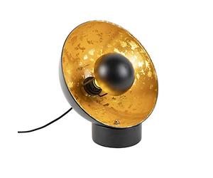 Qazqa - Industrial Table Lamp I Table Light Black with Gold Interior - Magna Eglip- - Industrial - Suitable for LED E27 | 1 Light - Steel Table lamp - Suitable for Living Room I Bedroom I