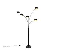 Qazqa led Design Floor lamp Black 198cm Sixties fl | E14, incl. 4.5W bulbs, 2700K, Warm white LED-compatible, dimmable, 5-way, ideal for indoor use, office and living room