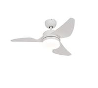 Qazqa led Modern Ceiling Fan - Yuki - White, Round, 3000K - 6500K, Remote Included, Quiet Fan, 86.7cm, Bedroom and Living Room