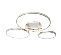Qazqa led Modern Ceiling Light, Ceiling lamp - rondas - Nickel matt Satin, Integrated led, 2700K, Warm White, dimmable, 77cm, Ideal for Hall Way, Bedroom and Living Room