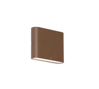 Qazqa led Modern Outdoor up and Down Light, wall Light for Garden - Batt - Rust Brown, incl. 9W lightsource, Integrated led, 11.5cm, IP65, Rectangle, 2-Way