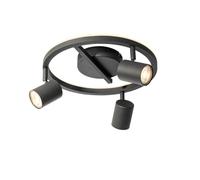 Qazqa led Spotlight, Ceiling Light - Back up - Black, Integrated led, incl. W lightsource, 2700K, Warm White, 40.5cm, Round, 4-Way, Ideal for Kitchen, and Living Room