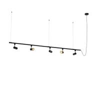 Qazqa - Modern 1-Phase Hanging Rail System with 5 Spots Black - Jeana- - Modern - Suitable for LED GU10 | 5 Way Light - Steel Surface-Mounted spotway Light - Suitable for Bedroom I