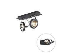 Qazqa - Modern Adjustable Spotbar I Spotlight Ceiling bar 2 Black - Nox- - Modern - Suitable for LED G9 | 2 Way Light - Aluminium Surface-Mounted spotway Light - Suitable for Living Room I Kitchen I