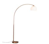 Qazqa - Modern Arc Floor Lamp I Arc Floor Light Copper with White Shade - Arc Basic- - Modern - Suitable for LED E27 | 1 Light - Steel Arc lamp - Suitable for Living Room I
