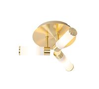 Qazqa - Modern Bathroom Ceiling Lamp I Ceiling Flush Light Brass 3-Light IP44 - Bath- - Modern - Suitable for LED G9 | 3 Light - Steel Flush Ceiling Light - Suitable for Living Room I Kitchen I