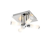 Qazqa - Modern Bathroom Ceiling Lamp I Ceiling Flush Light Chrome 4-Light IP44 - Bath- - Modern - Suitable for LED G9 | 4 Light - Steel Flush Ceiling Light - Suitable for Living Room I Kitchen I