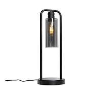 Qazqa - Modern Black & Grey Table Lamp with Smoke Glass - Stavelot - Suitable for LED E27 | 1 Light - Glass Table Lamp - Living Room, Bedroom, Dining Room