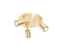 Qazqa Modern Brass Round 3-Way LED Ceiling Light - 35W, 1050 Lumen, Warm White, Dimmable, Suitable for Living Room, Kitchen, 20 cm Diameter