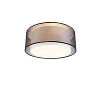 Qazqa - Modern Ceiling Lamp I Ceiling Flush Light Black and White 50 cm 3-Light - Drum Duo- - Modern - Suitable for LED E14 | 3 Light - Fabric Flush Ceiling Light - Suitable for Living Room I Kitche