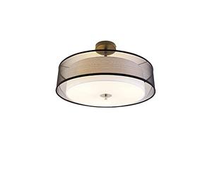 Qazqa - Modern Ceiling Lamp I Ceiling Flush Light Black and White 50 cm 3-Light - Drum Duo- - Modern - Suitable for LED E27 | 3 Light - Fabric Ceiling Light - Suitable for Living Room I Kitchen I Be