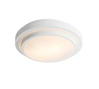 Qazqa - Modern Ceiling Lamp I Ceiling Flush Light White 35 cm IP44 - Walden- - Modern - Suitable for LED E27 | 2 Light - Steel Flush Ceiling Light - Suitable for Living Room I Kitchen I