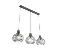 Qazqa - Modern Dining Room I Dining Table Pendant Lamp I Pendant Light Ceiling Black 3-Light - Sapphira- - Modern - Suitable for LED E27 | 3 Light - Aluminium Pendant Light - Suitable for Living roo