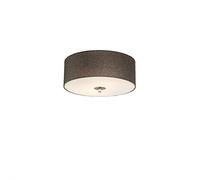 Qazqa Modern Fabric Ceiling lamp, Ceiling Light - Drum Jute - Taupe, e27, 2-Way, 30cm, Ideal for Hall Way, Kitchen, Bedroom and Living Room