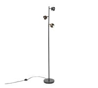 Qazqa - Modern Floor Lamp 3 Black with Gold - Buell Deluxe- - Modern - Suitable for LED GU10 | 3 Light - Steel Floor lamp - Suitable for Living Room I