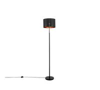 Qazqa - Modern Floor lamp Black with Gold - VT 1- - Modern - Suitable for LED E27 | 1 Light - Fabric Floor lamp - Suitable for Living Room I Bedroom I