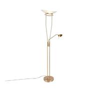 Qazqa - Modern Floor lamp Bronze incl. LED and dimmer - Lexus- - Modern | 1 Light - Steel Floor lamp - Suitable for Living Room I Bedroom I