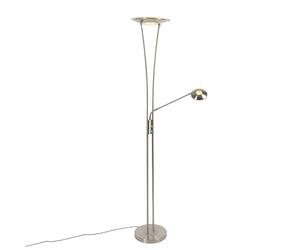Qazqa - Modern Floor lamp Steel I Nickel Matt I Satin incl. LED with Reading arm - Ibiza- - Modern | 1 Light - Steel Floor lamp - Suitable for Living Room I Bedroom I