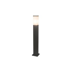 Qazqa - Modern Outdoor Pole I Bollard I Post lamp Post Dark Gray with Opal 80 cm IP44 - Malios Garden- - Modern - Suitable for LED E27 | 1 Light - Stainless Steel Bollard Light - Suitable for