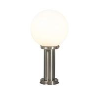 Qazqa - Modern Outdoor Pole I Bollard I Post lamp Post Steel I Nickel Matt I Satin Stainless Steel I Nickel Matt I Satin 50 cm - Sfera Garden- - Modern - Suitable for LED E27 | 1 Light - Stainless s