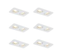 QAZQA - Modern Set of 6 Round Bathrooms I Bathroom Outdoor Recessed Spotlights White GU10 50 mm Rotatable and Swivel IP44 2-Bulb - Alberto I Outdoor Lighting I Bedroom - Aluminium Rectangular - LED