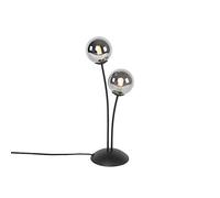 Qazqa - Modern Table Lamp I Table Light Black 2-Light with Smoke Glass - Athens- - Country - Suitable for LED G9 | 2 Light - Glass Table lamp - Suitable for Living Room I Bedroom I