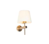 Qazqa - Modern Wall Lamp I Wall Light White with Bronze - Pluk- - Modern - Suitable for LED E27 | 1 Light - Steel Wall Light - Suitable for Living Room I Kitchen I Bedroom I
