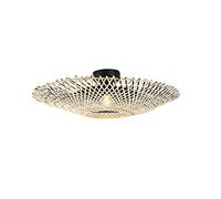 Qazqa - Oriental Bamboo Ceiling Light 50 cm - Rina- - Oriental - Suitable for LED E27 | 1 Light - Bamboo Flush Ceiling Light - Suitable for Living Room I Kitchen I Bedroom I