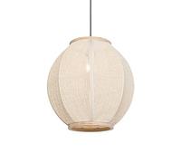 Qazqa - Oriental Dining Room I Dining Table Pendant Lamp I Pendant Light Ceiling Natural 46 cm - Rob- - Oriental - Suitable for LED E27 | 1 Light - Fabric Pendant Light - Suitable for Living Room I