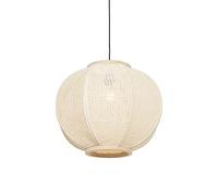 Qazqa - Oriental Dining Room I Dining Table Pendant Lamp I Pendant Light Ceiling Natural 48 cm - Rob- - Oriental - Suitable for LED E27 | 1 Light - Fabric Pendant Light - Suitable for Living Room I
