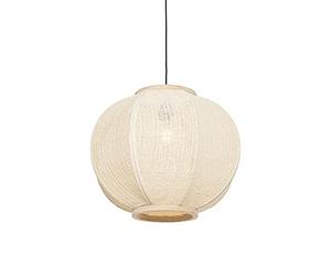 Qazqa - Oriental Dining Room I Dining Table Pendant Lamp I Pendant Light Ceiling Natural 48 cm - Rob- - Oriental - Suitable for LED E27 | 1 Light - Fabric Pendant Light - Suitable for Living Room I