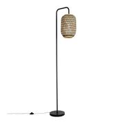 Qazqa - Oriental Floor lamp Bamboo with Black - Yvonne- - Oriental - Suitable for LED E27 | 1 Light - Bamboo Floor lamp - Suitable for Living Room I Bedroom I
