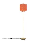Qazqa - Oriental Floor lamp Gold Pink Shade with Fringes - Franxa- - Oriental - Suitable for LED E27 | 1 Light - Steel Floor lamp - Suitable for Living Room I Bedroom I